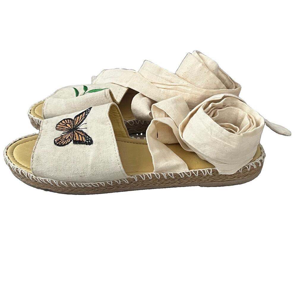 Mexican Huaraches Espadrilles Butterfly Embroidery MEX 5 US 8 Karla Cambustion - Picture 7 of 12